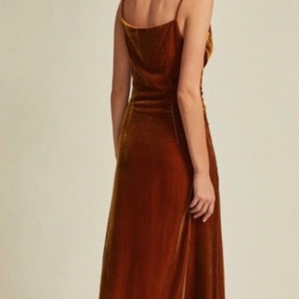 NWT! JNSQ Seville Dress in Amber Red Orange Velvet Size 4 & 10 Available. - Picture 2 of 12
